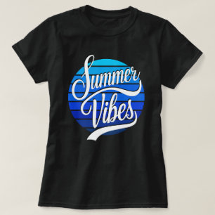 Zomer Vibes Blauwe Retro Zonsondergang Dames T-shirt