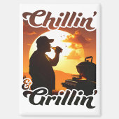 Zomer Vibes Chillin' & Grillin' Silhouette Magneet (Voorkant)