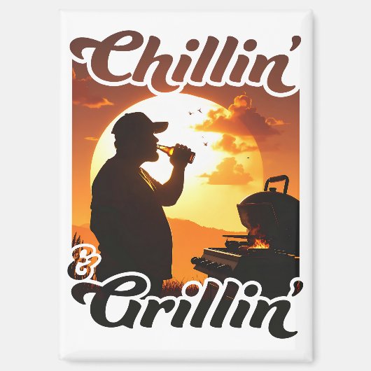 Zomer Vibes Chillin' & Grillin' Silhouette Magneet (Voorkant)