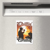 Zomer Vibes Chillin' & Grillin' Silhouette Magneet (Insitu (Vaatwasser))