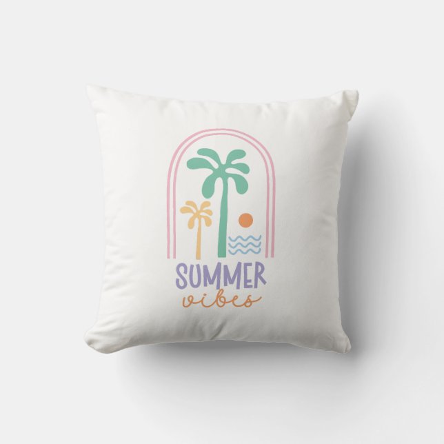 Zomer vibes en palmbomen Retro Minimalist Kussen (Voorkant)