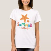 Zomer vibes en zeesterren vrouwen t-shirt (Voorkant)