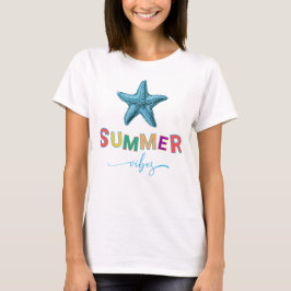Zomer vibes en zeesterren vrouwen t-shirt