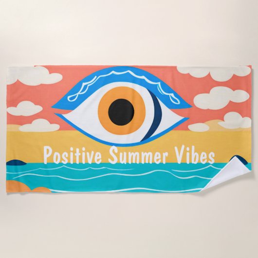 Zomer Vibes Evil Eye Moderne Strandlaken (Voorkant)