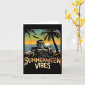 Zomer Vibes Frankenstein Zomer Halloween Hol Kaart (Gele Bloem)
