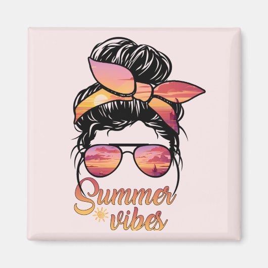 Zomer Vibes Glam Lady Zonnebril Magneet (Voorkant)