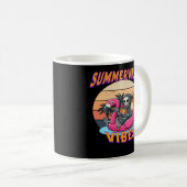 Zomer Vibes Grim Reaper Flamingo Float Retro Koffiemok (Voorkant rechts)