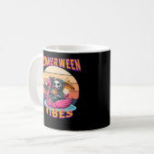Zomer Vibes Grim Reaper Flamingo Float Retro Koffiemok (Voorkant links)