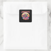 Zomer Vibes Grim Reaper Flamingo Float Retro Vierkante Sticker (Tas)