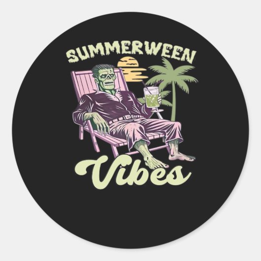 Zomer Vibes Halloween Classic Ronde Sticker (Voorkant)
