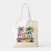 Zomer Vibes Kleurrijke Tropische Palmbomen Oceaan Tote Bag (Achterkant)