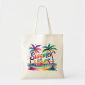 Zomer Vibes Kleurrijke Tropische Palmbomen Oceaan Tote Bag (Voorkant)
