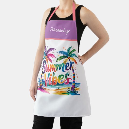 Zomer Vibes Levendige Palmbomen Oceaan Gepersonali Schort (Insitu)