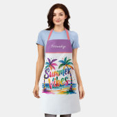 Zomer Vibes Levendige Palmbomen Oceaan Gepersonali Schort (Gedragen)