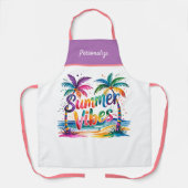 Zomer Vibes Levendige Palmbomen Oceaan Gepersonali Schort (Voorkant)