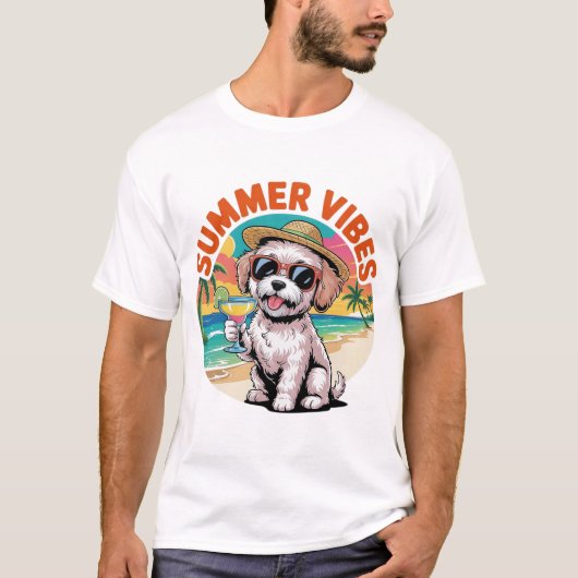 Zomer Vibes Maltipoo T-shirt (Voorkant)