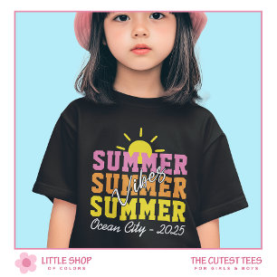 Zomer Vibes Meerkleurige Tekst Aanpasbare Meisjes T-shirt