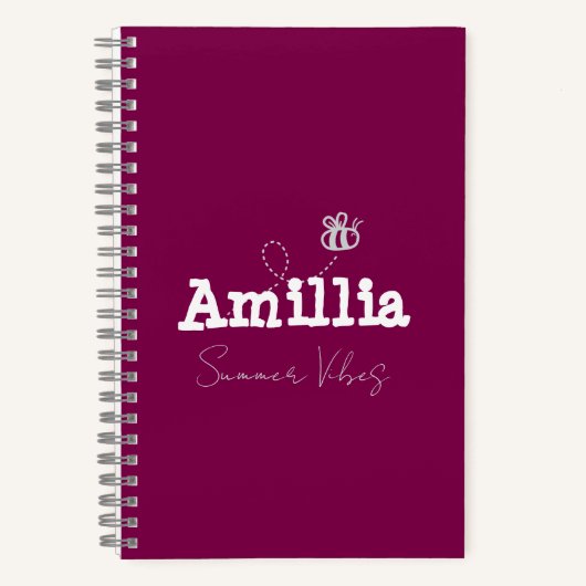 Zomer vibes met monogram naam elegant notitieboek (Voorkant)