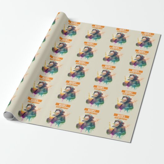 Zomer vibes Monkey - Verjaardag Cadeaupapier (Uitgerold)