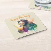 Zomer vibes Monkey - Verjaardag Kartonnen Onderzetters (Gebogen)