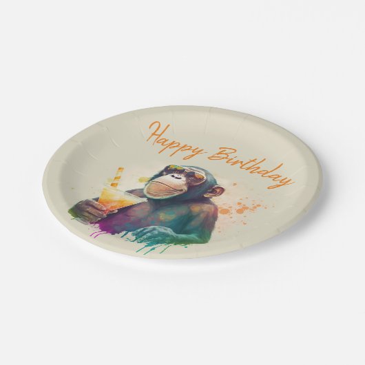 Zomer vibes Monkey - Verjaardag Papieren Bordje (Gekanteld)