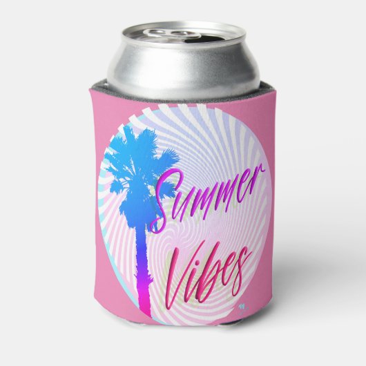 Zomer Vibes Neon Palm Beach Lifestyle Blikjeskoeler (Blikje Achterkant)