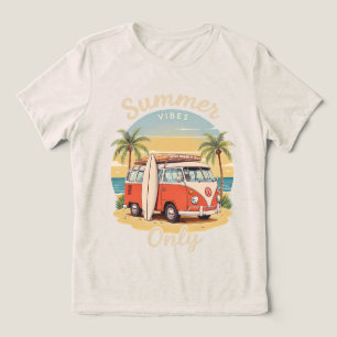 Zomer Vibes Only – Retro Van Beach Scene Tri-Blend Shirt