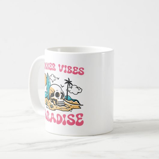 Zomer Vibes Paradijs - Skull Koffiemok (Voorkant links)