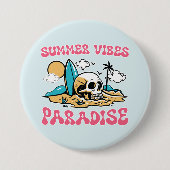 Zomer Vibes Paradijs - Skull Ronde Button 7,6 Cm (Voorkant)