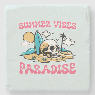 Zomer Vibes Paradijs - Skull Stenen Onderzetter