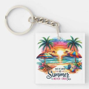 Zomer Vibes Penseelstreek Strand Zonsondergang-346 Sleutelhanger