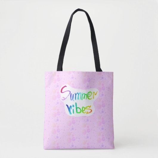 Zomer vibes regenboog roze waterverf kalligrafie tote bag (Voorkant)