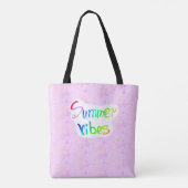 Zomer vibes regenboog roze waterverf kalligrafie tote bag (Achterkant)