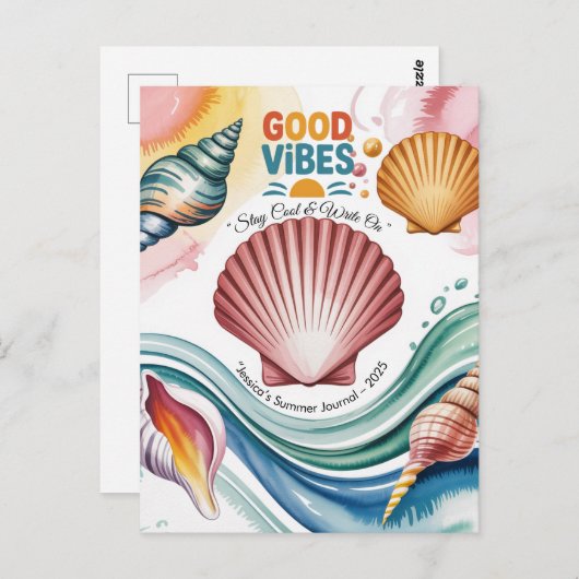 Zomer Vibes Retro Beach Illustratie Briefkaart (Voorkant / Achterkant)