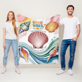Zomer Vibes Retro Beach Illustratie Fleece Deken