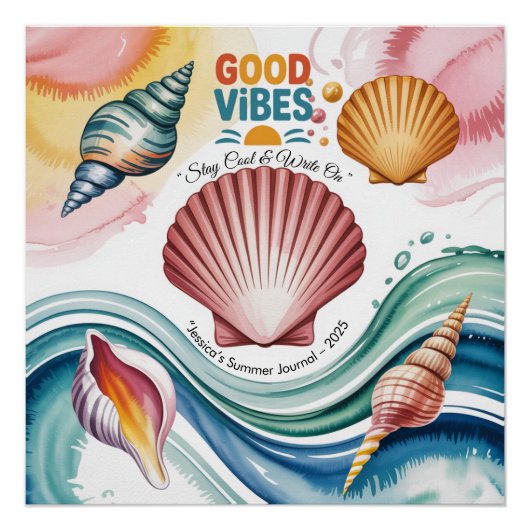 Zomer Vibes Retro Beach Illustratie Perfect Poster (Voorkant)