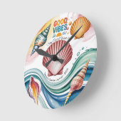 Zomer Vibes Retro Beach Illustratie Ronde Klok (Hoek)