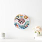 Zomer Vibes Retro Beach Illustratie Ronde Klok (Huis)