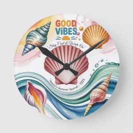Zomer Vibes Retro Beach Illustratie Ronde Klok
