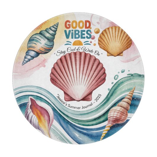 Zomer Vibes Retro Beach Illustratie Snijplank (Voorkant)