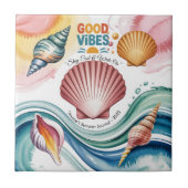 Zomer Vibes Retro Beach Illustratie Tegeltje (Voorkant)