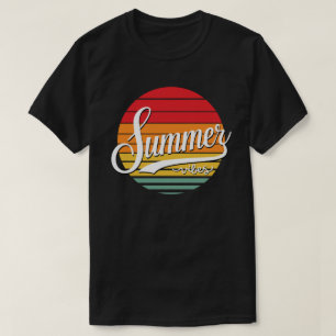 Zomer Vibes Retro Kleuren Zonsondergang Heren T-shirt