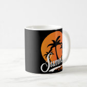Zomer Vibes Retro Sunset en Palm Trees Vrouwen Koffiemok (Voorkant rechts)