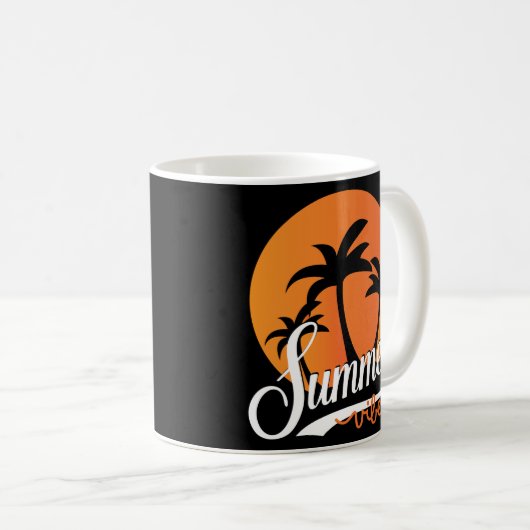 Zomer Vibes Retro Sunset en Palm Trees Vrouwen Koffiemok (Voorkant rechts)