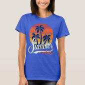 Zomer Vibes Retro Sunset en Palm Trees Vrouwen T-shirt (Voorkant)