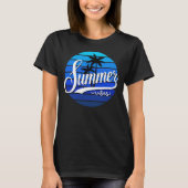 Zomer Vibes Retro Sunset en Palm Trees Vrouwen T-shirt (Voorkant)