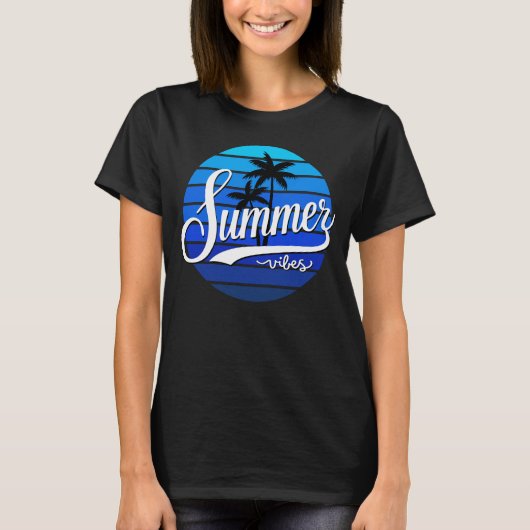 Zomer Vibes Retro Sunset en Palm Trees Vrouwen T-shirt (Voorkant)