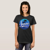 Zomer Vibes Retro Sunset en Palm Trees Vrouwen T-shirt (Voorkant volledig)