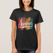 Zomer Vibes Retro Sunset en Palm Trees Vrouwen T-shirt (Voorkant)