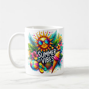 Zomer Vibes Retro Tropische Kunst – Leuk & Kleurri Koffiemok